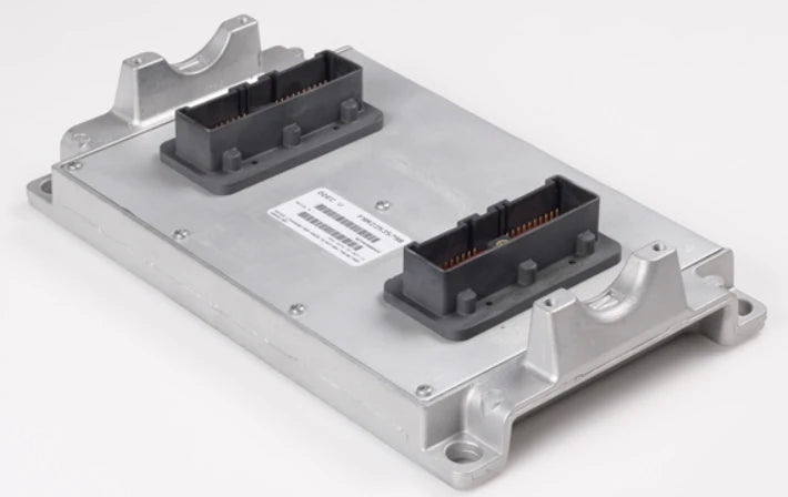 Diesel ECM module with dual connectors for heavy-duty trucks – repair service by Module Repair Lab.