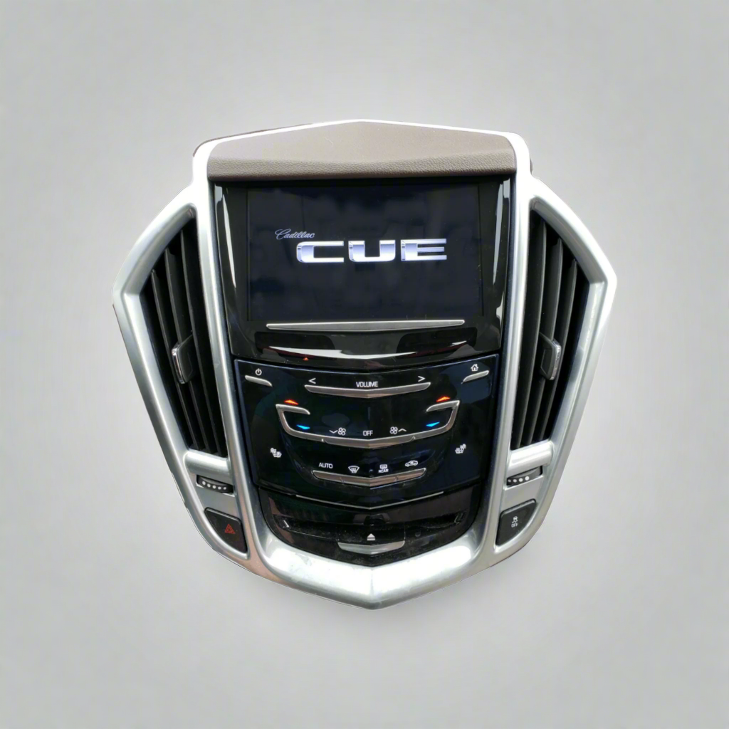 Repaired Cadillac SRX CUE touchscreen display for 2013–2016 models with restored responsiveness and clear, damage-free glass.