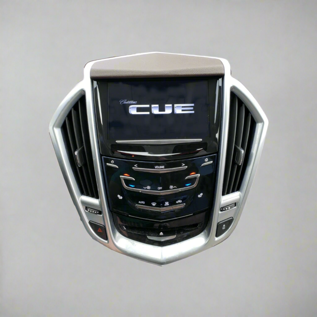 Repaired Cadillac Escalade ESV and EXT CUE touchscreen display for 2015–2020 models, showing restored responsiveness and clear glass panel.
