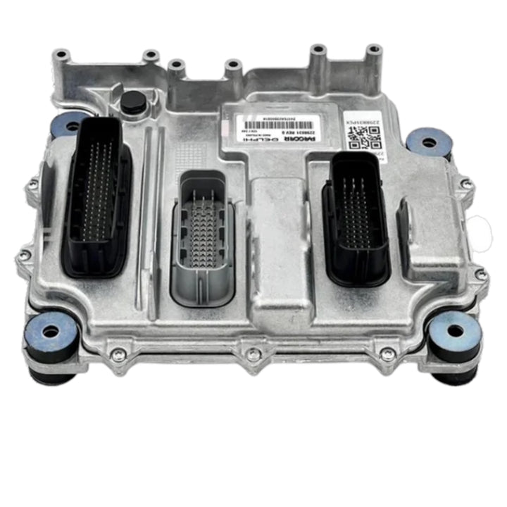 PACCAR MX-13 MX-11 engine control module showing front aluminum case and three main harness connectors